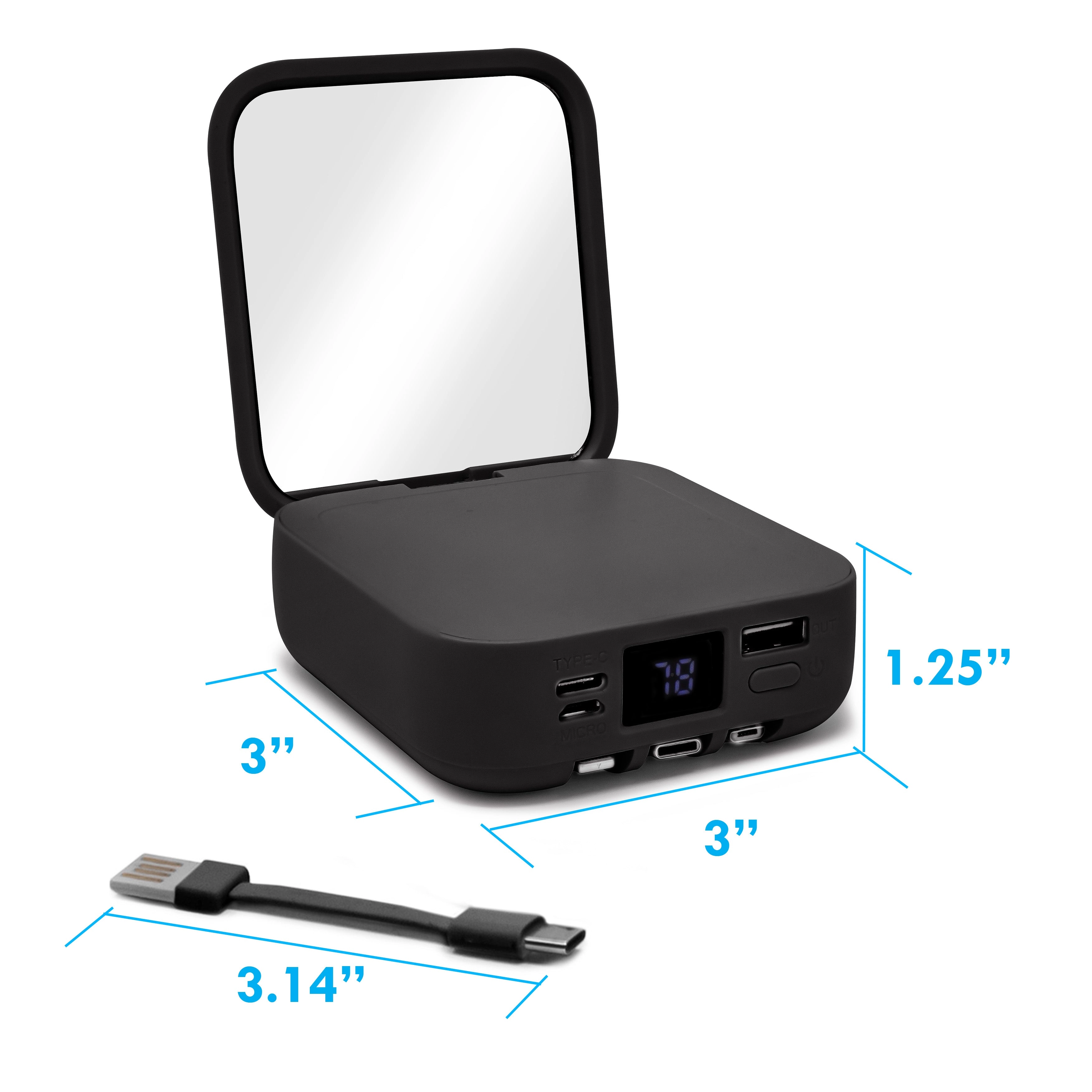 Aduro PowerUp Glow Portable Power Bank and Compact Mirror