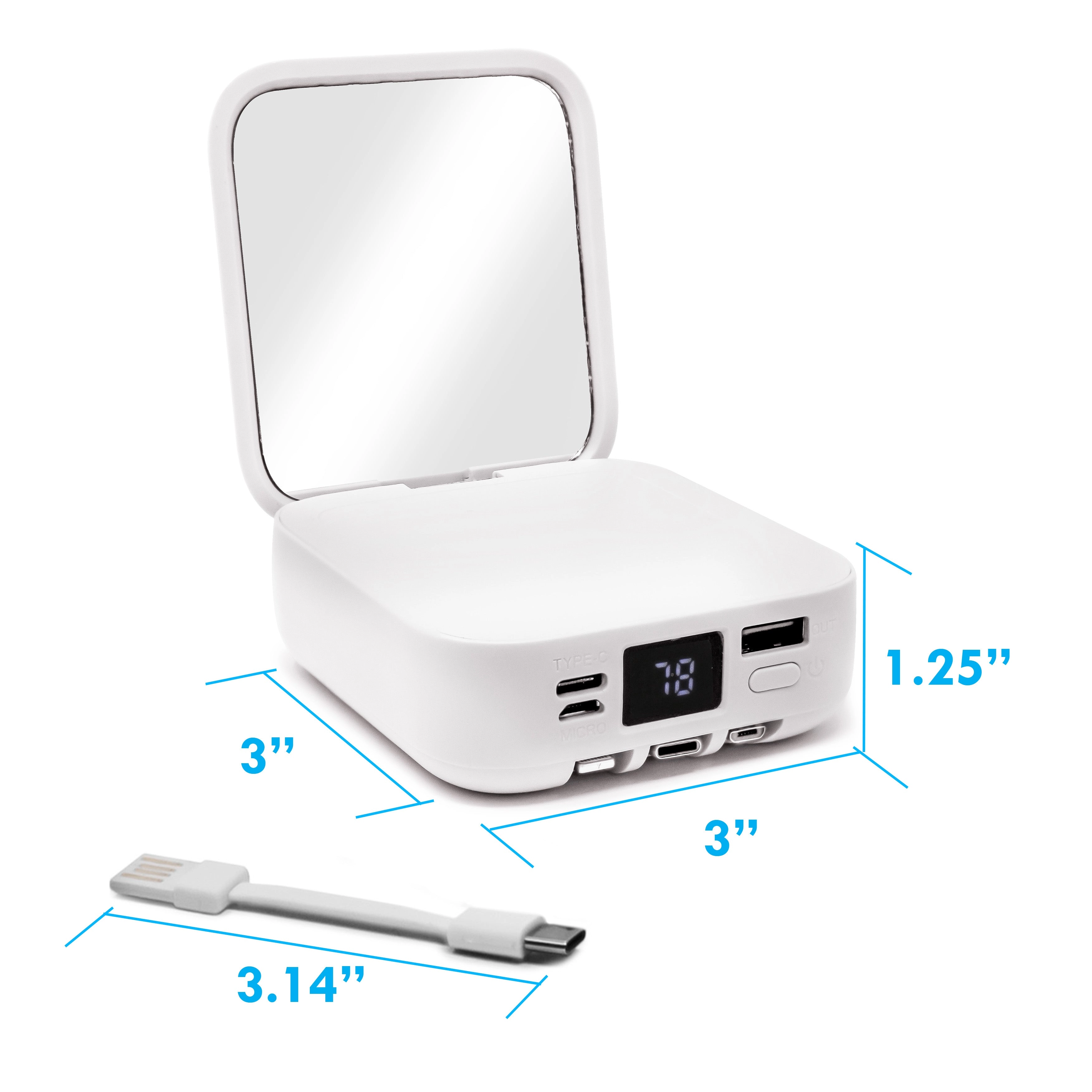 Aduro PowerUp Glow Portable Power Bank and Compact Mirror