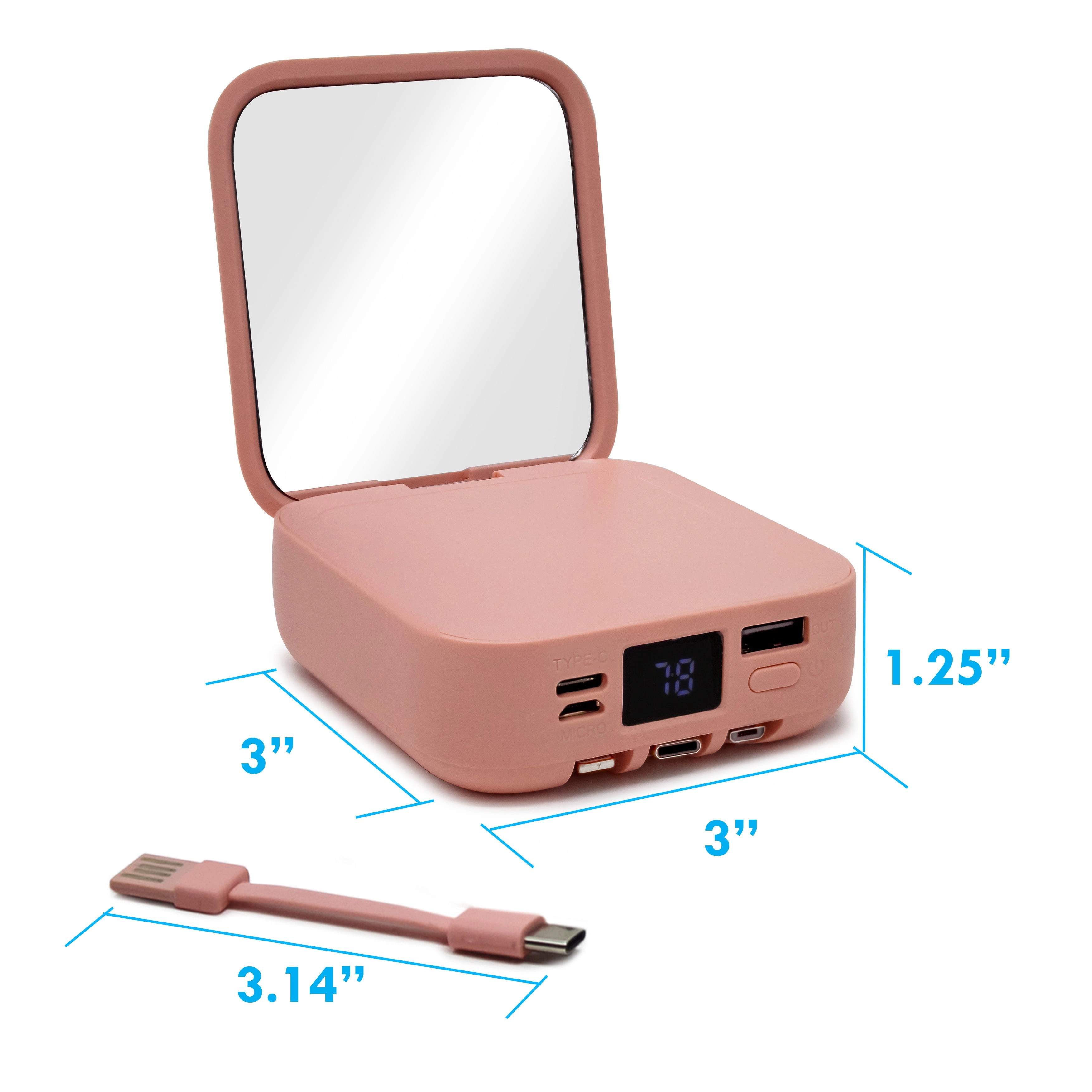 Aduro PowerUp Glow Portable Power Bank and Compact Mirror