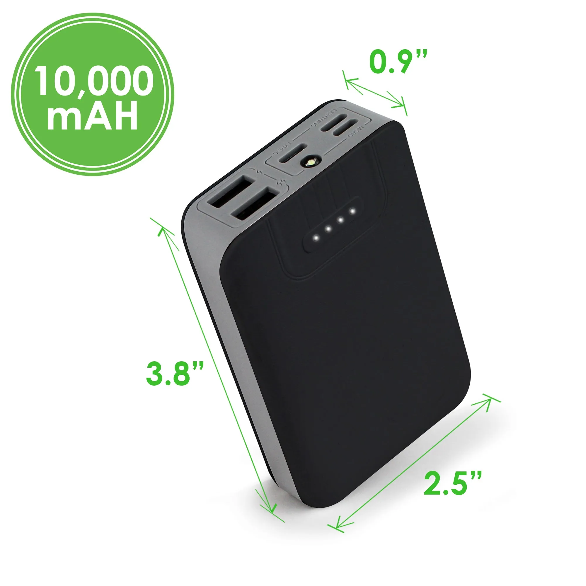 Aduro PowerUp Trio 10,000 mAh SmartCharge Dual USB Backup Battery