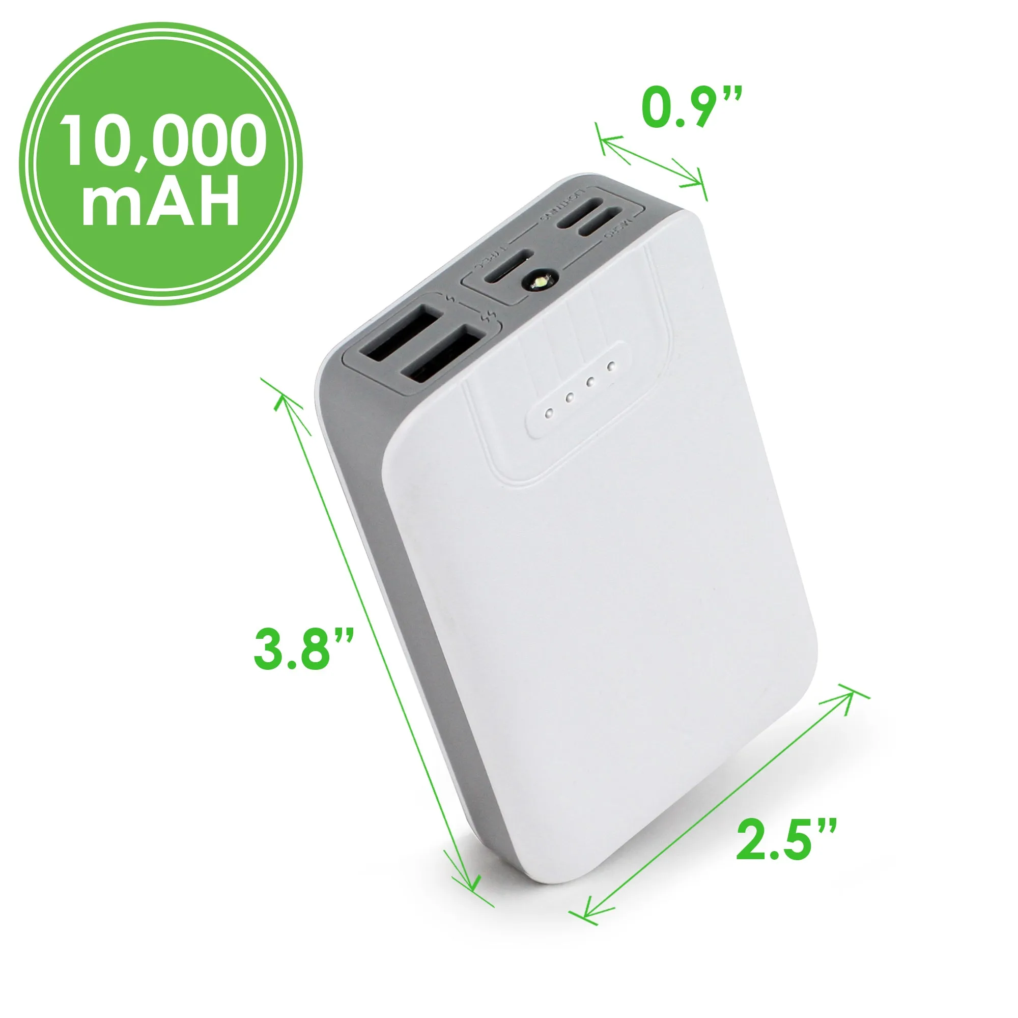 Aduro PowerUp Trio 10,000 mAh SmartCharge Dual USB Backup Battery