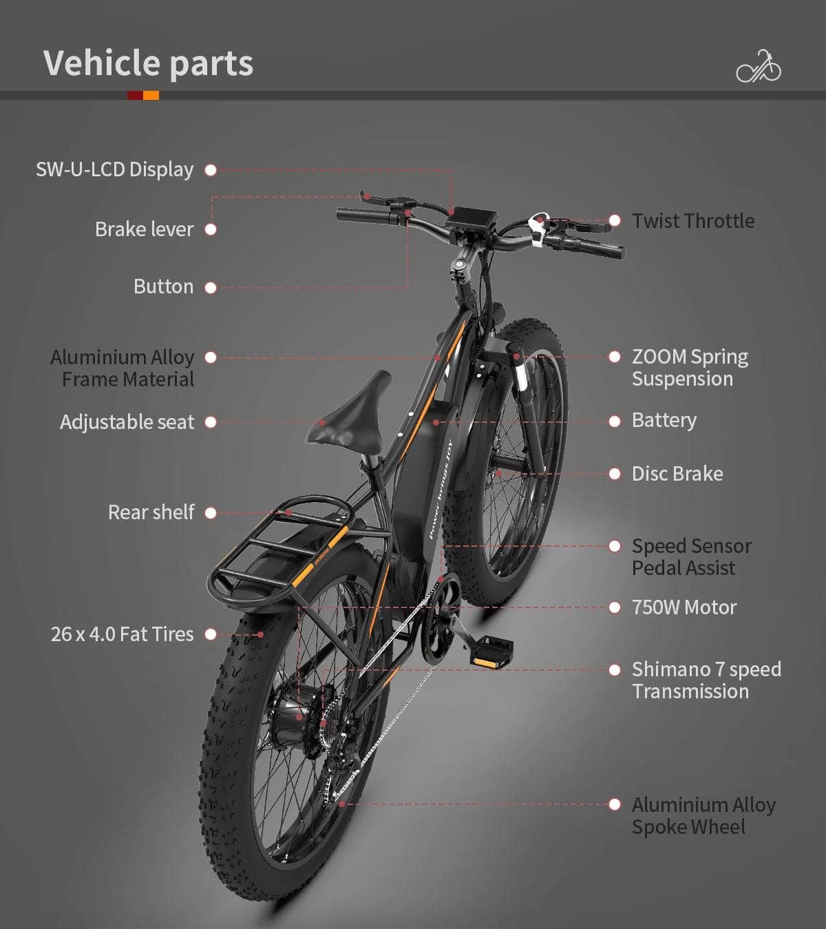 AOSTIRMOTOR S07-B Electric Mountain Bicycle 48V 750W