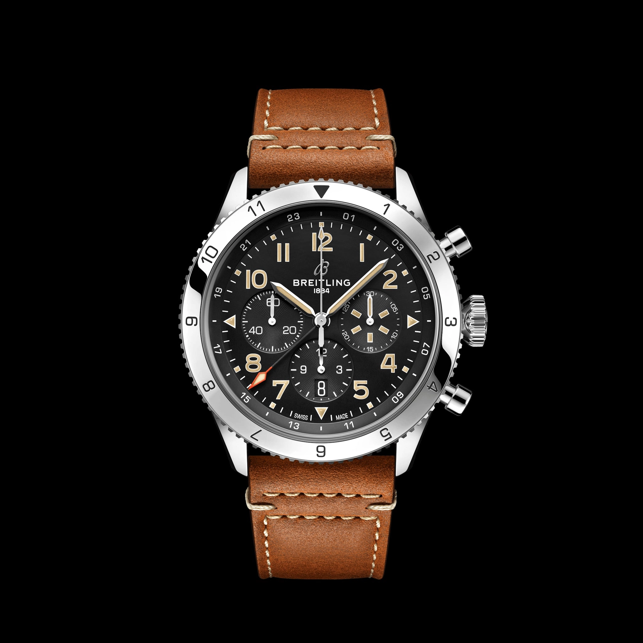 Breitling Super Avi B04 Chronograph Gmt P-51 Mustang Watch, 46mm Black Dial, AB04453A1B1X1