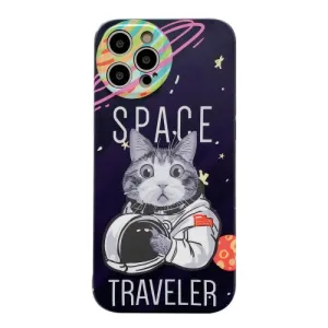 For iPhone 11 Space Cat IMD TPU Shockproof Phone Case