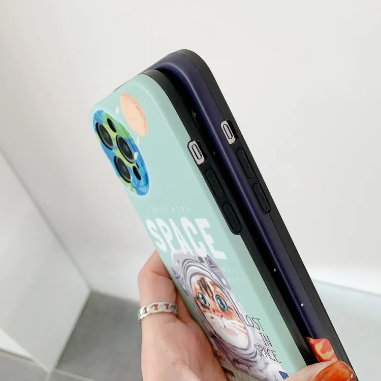 For iPhone 11 Space Cat IMD TPU Shockproof Phone Case
