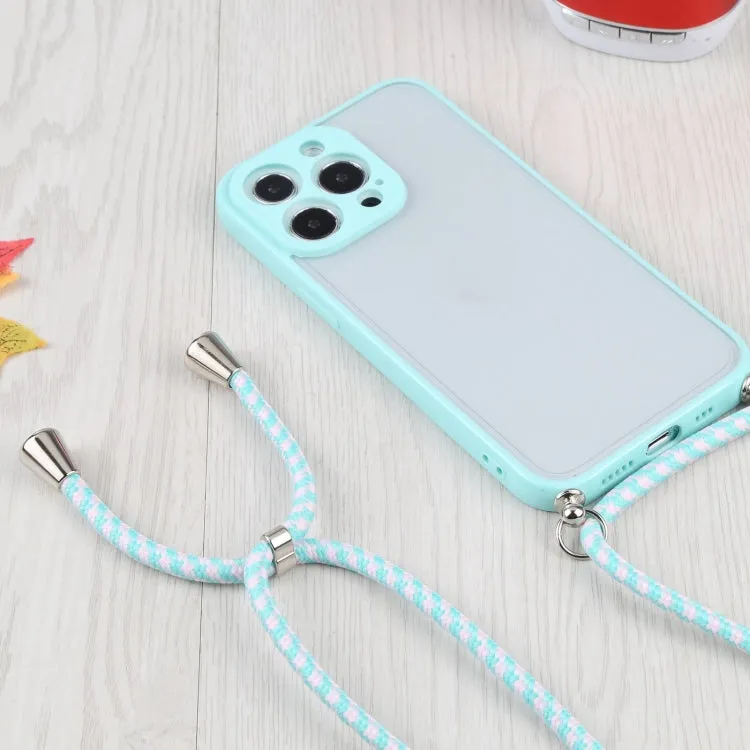 For iPhone 12 Candy Transparent Phone Case with Lanyard