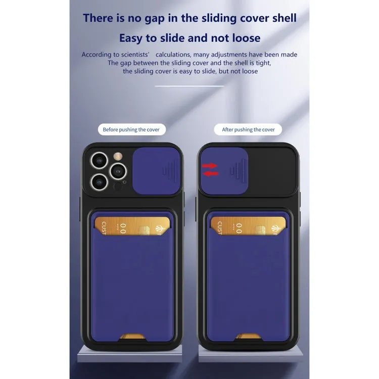 For iPhone 12 Sliding Camera Cover Design TPU   PC Shockproof Phone Case with Card Slot
