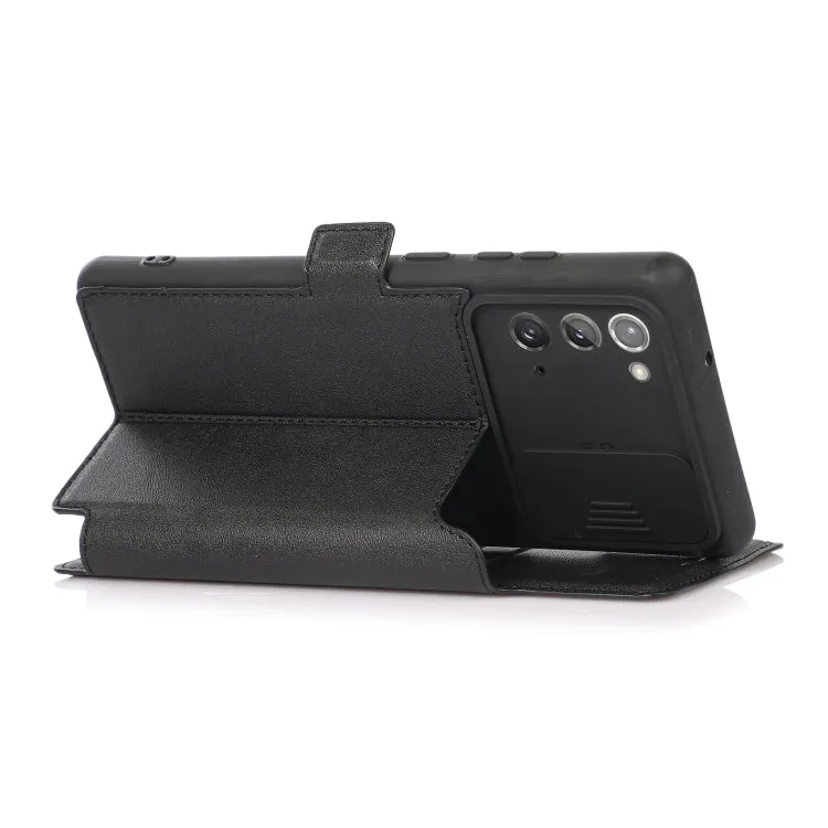 For Samsung Galaxy Note20 Push Window Double Buckle PU   Silicone Horizontal Flip Leather Case with