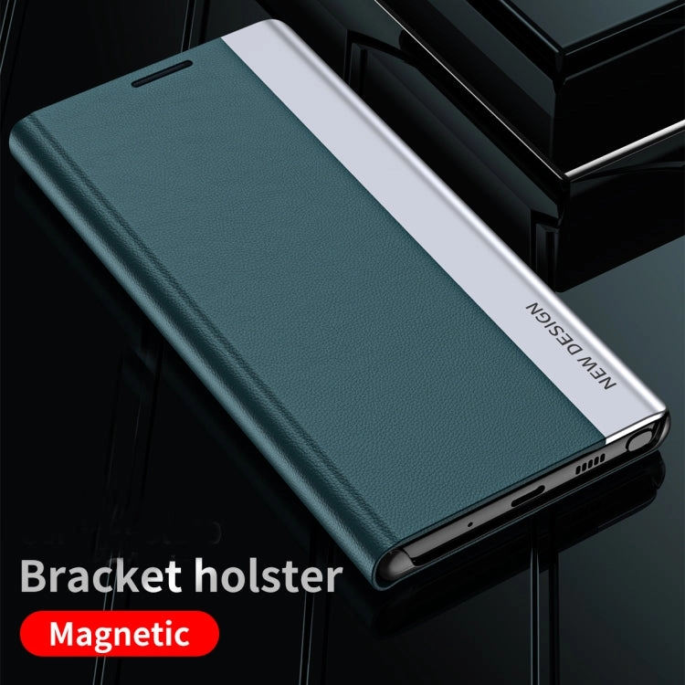 For Samsung Galaxy Note20 Side Electroplated Magnetic Ultra-Thin Horizontal Flip Leather Case with