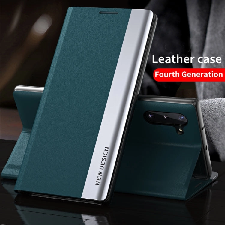 For Samsung Galaxy Note20 Side Electroplated Magnetic Ultra-Thin Horizontal Flip Leather Case with