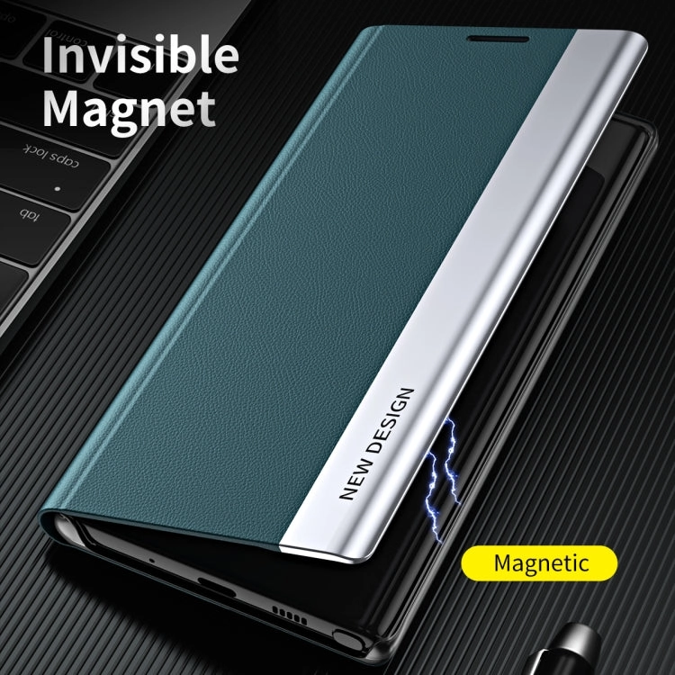 For Samsung Galaxy Note20 Side Electroplated Magnetic Ultra-Thin Horizontal Flip Leather Case with