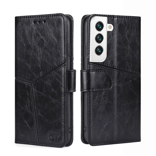 For Samsung Galaxy S22 5G Geometric Stitching Horizontal Flip Leather Case with Holder  Card