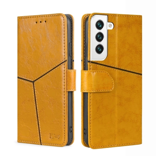 For Samsung Galaxy S22 5G Geometric Stitching Horizontal Flip Leather Case with Holder  Card