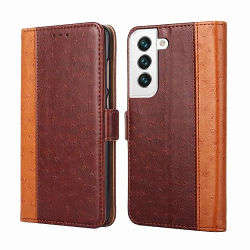 For Samsung Galaxy S22 5G Ostrich Texture Horizontal Flip Leather Case with Holder  Card Slots