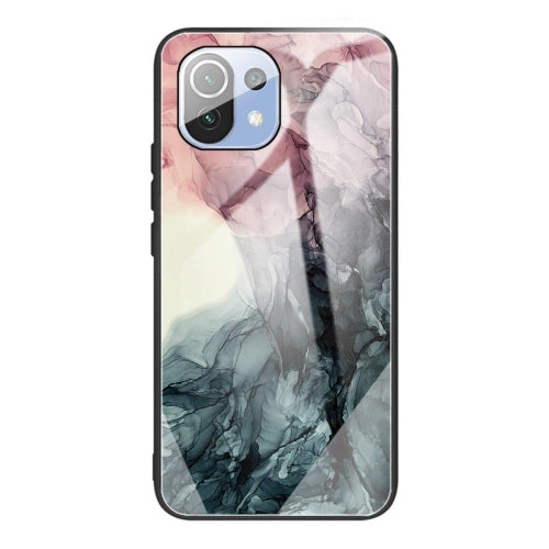For Xiaomi Mi 11 Abstract Marble Pattern Glass Protective Case(Abstract