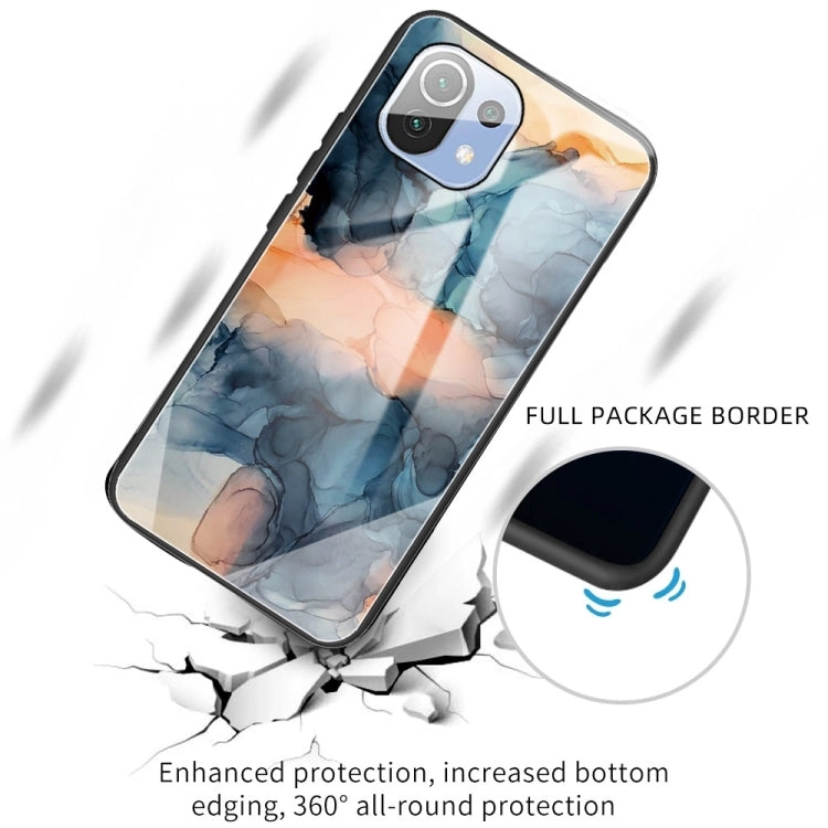 For Xiaomi Mi 11 Abstract Marble Pattern Glass Protective Case(Abstract