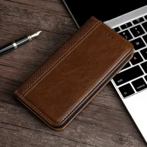 For Xiaomi Mi 11 Grid Texture Magnetic PU   TPU Horizontal Flip Leather Case with Holder  Card