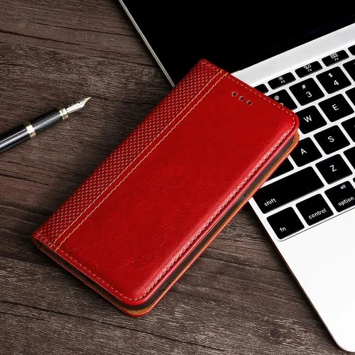 For Xiaomi Mi 11 Grid Texture Magnetic PU   TPU Horizontal Flip Leather Case with Holder  Card