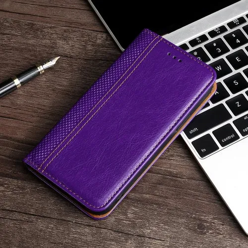 For Xiaomi Mi 11 Grid Texture Magnetic PU   TPU Horizontal Flip Leather Case with Holder  Card