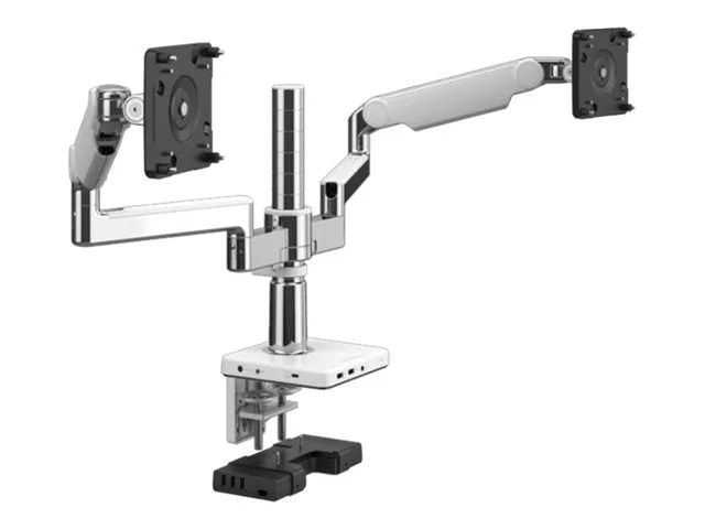 Humanscale M/FLEX M2.1 - Mounting kit (monitor arm) - for 2 LCD displays - recycled aluminum - aluminum, white trim - mounting X2M2-CBWETBFTB12NA