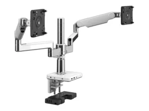 Humanscale M/FLEX M2.1 - Mounting kit (monitor arm) - for 2 LCD displays - recycled aluminum - aluminum, white trim - mounting X2M2-CBWETBFTB12NA
