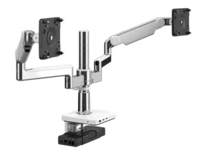 Humanscale M/FLEX M2.1 - Mounting kit (monitor arm) - for 2 LCD displays - recycled aluminum - aluminum, white trim - mounting X2M33CBWETBETB12NA