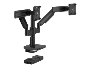 Humanscale M/FLEX M2.1 - Mounting kit (monitor arm) - for 2 LCD displays - recycled aluminum - black with black trim - mounting X2M330BBDSBDSB12NA