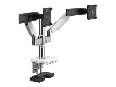 Humanscale M/FLEX M2.1 - Mounting kit (monitor arm) - for 2 LCD displays - recycled aluminum - silver, gray trim - mounting interface: X2M2CBSDSBDSB12