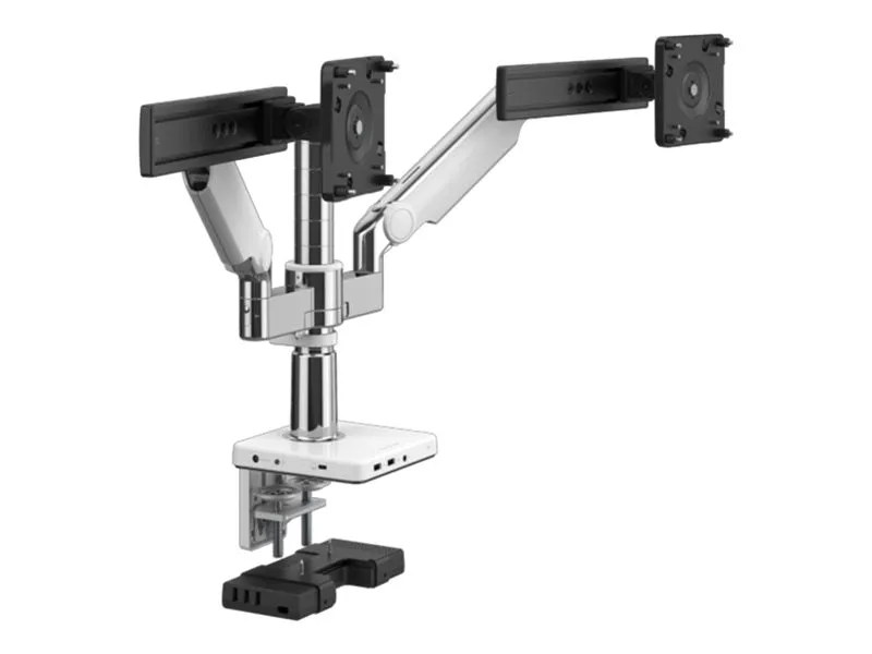 Humanscale M/FLEX M2.1 - Mounting kit (monitor arm) - for 2 LCD displays - recycled aluminum - silver, gray trim - mounting interface: X2M2CBSDSBDSB12