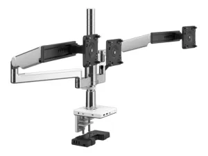 Humanscale M/FLEX M2.1 - Mounting kit (monitor arm) - for 3 LCD displays - recycled aluminum - polished aluminum, white trim X2M2-CCWNTBFSBFSB18NA