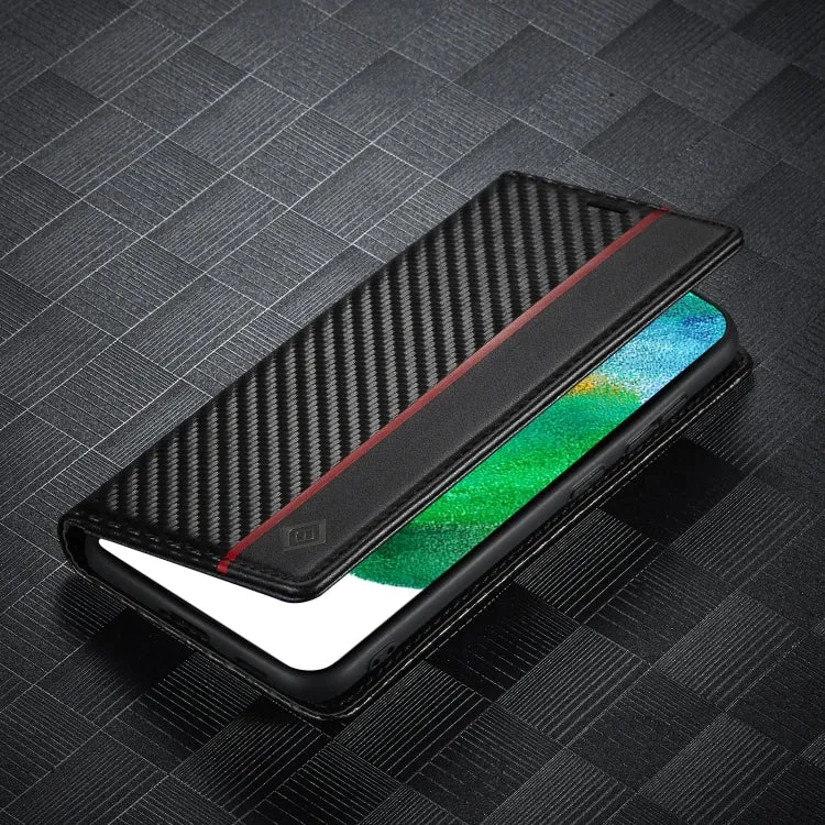 LC.IMEEKE Carbon Fiber PU   TPU Horizontal Flip Leather Case with Holder  Card Slot