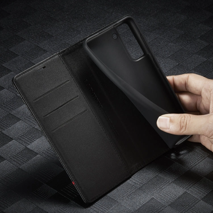 LC.IMEEKE Carbon Fiber PU   TPU Horizontal Flip Leather Case with Holder  Card Slot