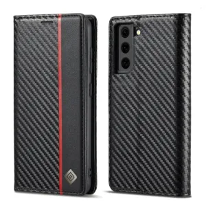 LC.IMEEKE Carbon Fiber PU   TPU Horizontal Flip Leather Case with Holder  Card Slot