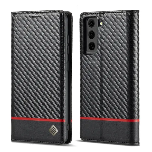 LC.IMEEKE Carbon Fiber PU   TPU Horizontal Flip Leather Case with Holder  Card Slot