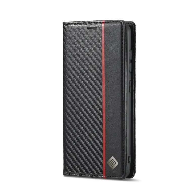 LC.IMEEKE Carbon Fiber PU   TPU Horizontal Flip Leather Case with Holder  Card Slot