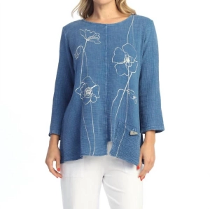 "sketch" Mineral Washed Gauze Tunic In Indigo