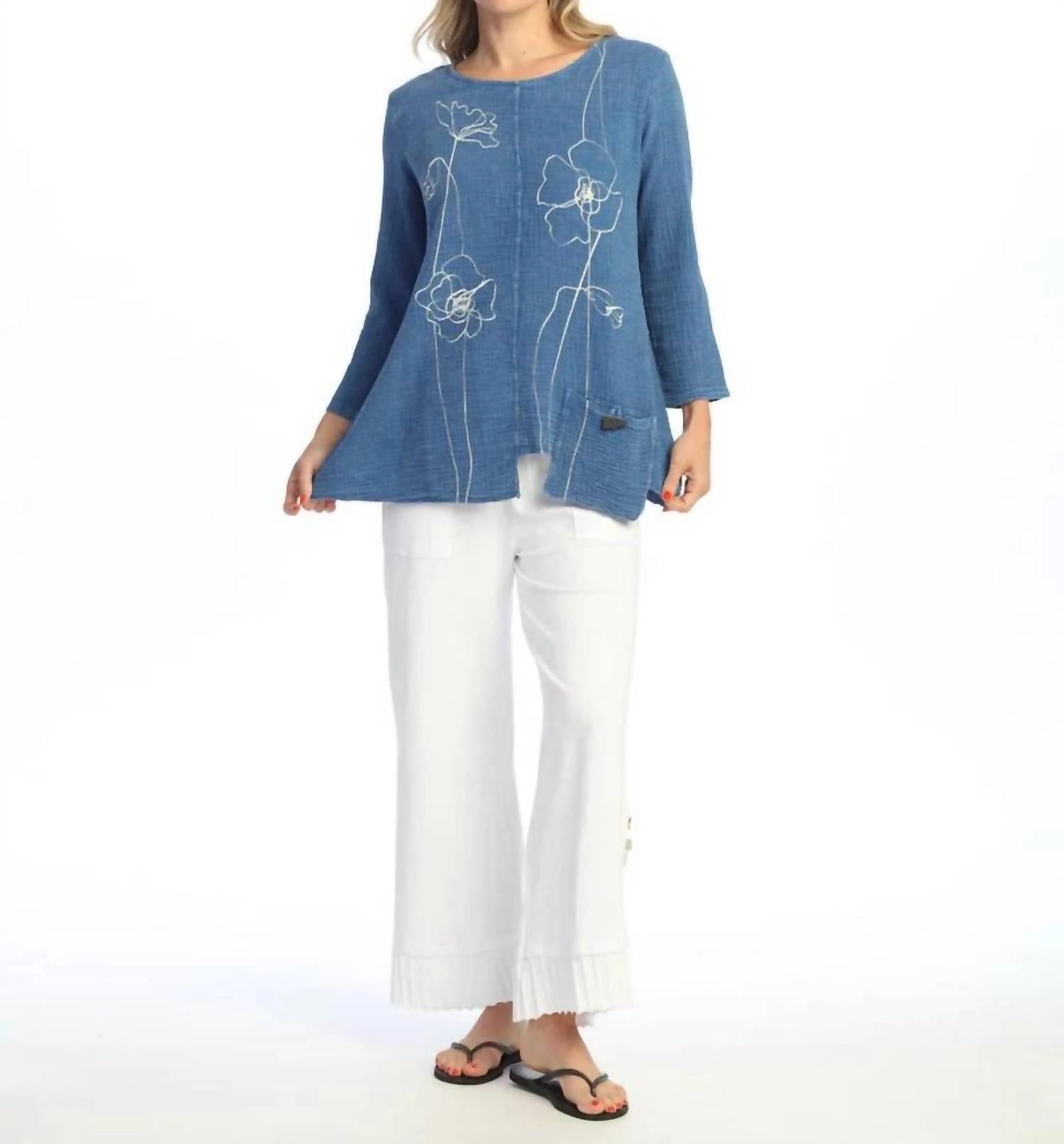 "sketch" Mineral Washed Gauze Tunic In Indigo