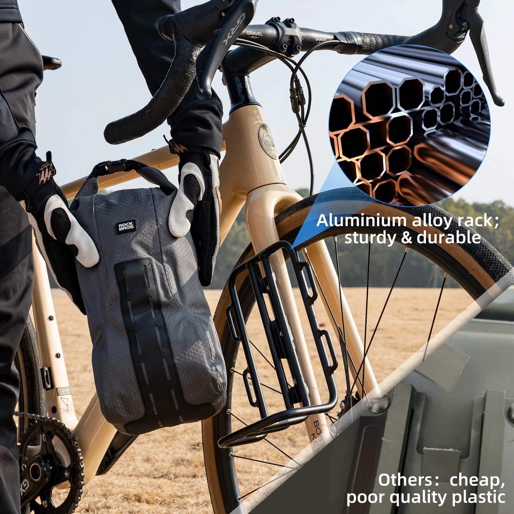 ROCKBROS Bike Waterproof 4L Front Fork Bag with Bike Rack