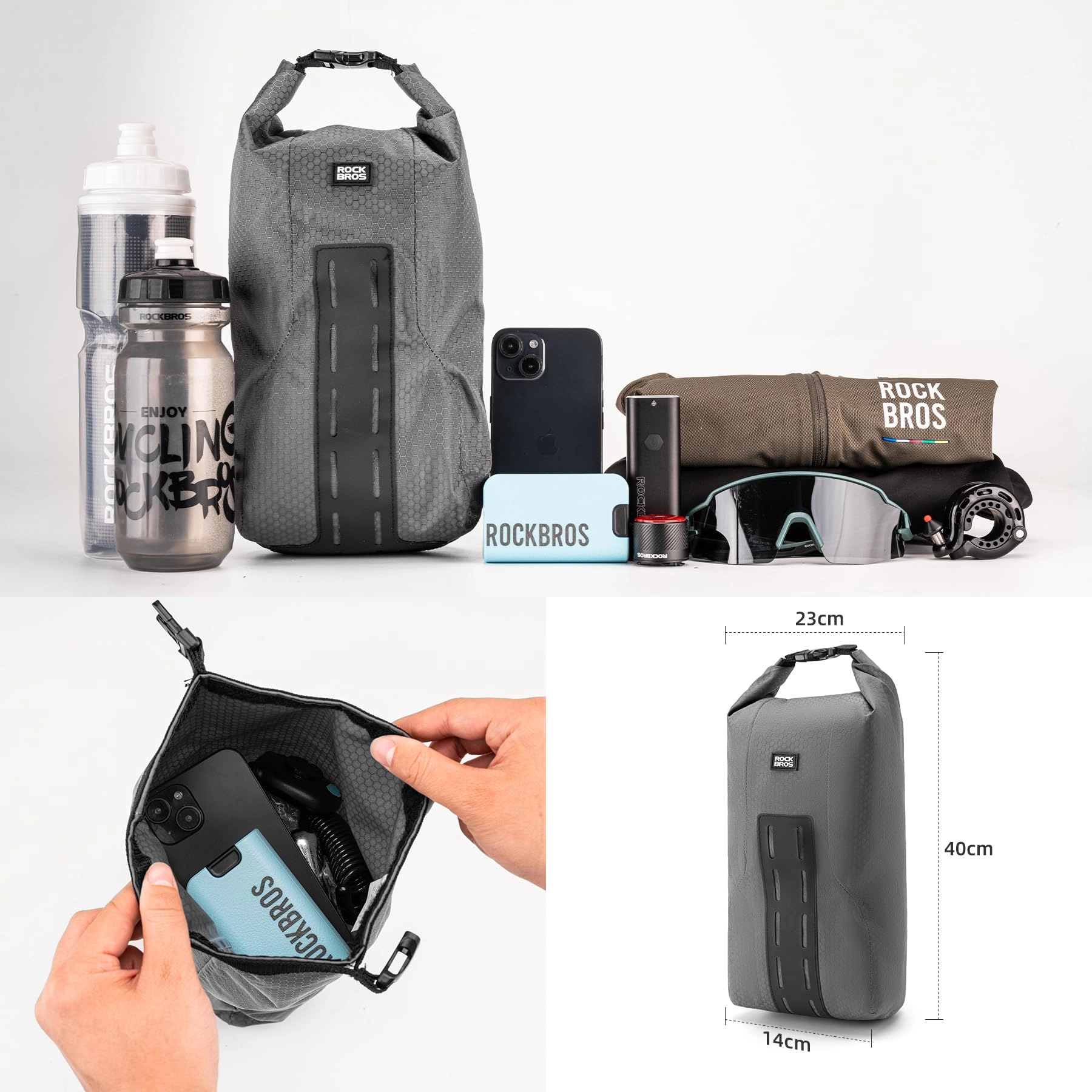 ROCKBROS Bike Waterproof 4L Front Fork Bag with Bike Rack
