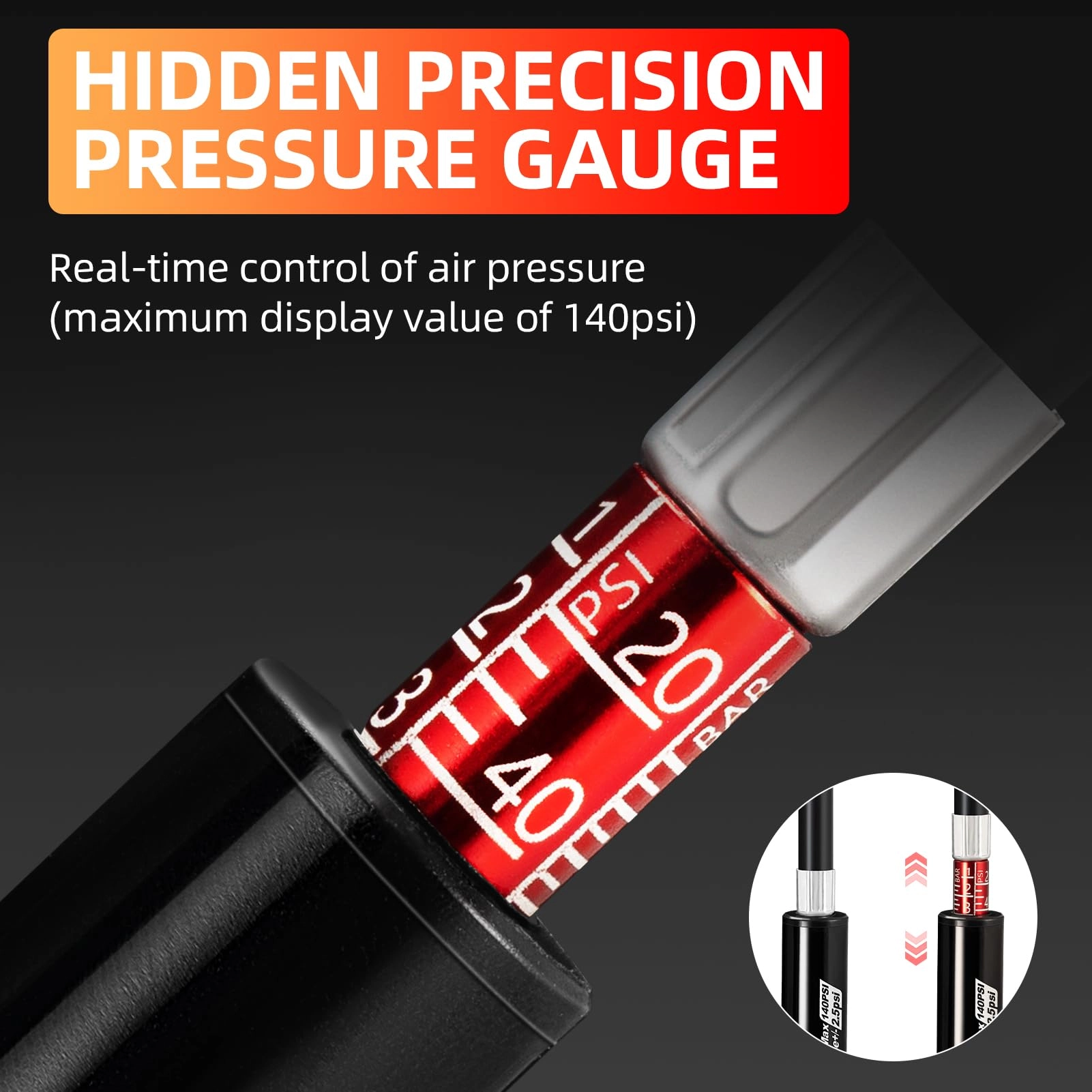 ROCKBROS Mini Portable Bike Pump with Hidden Gauge 220PSI