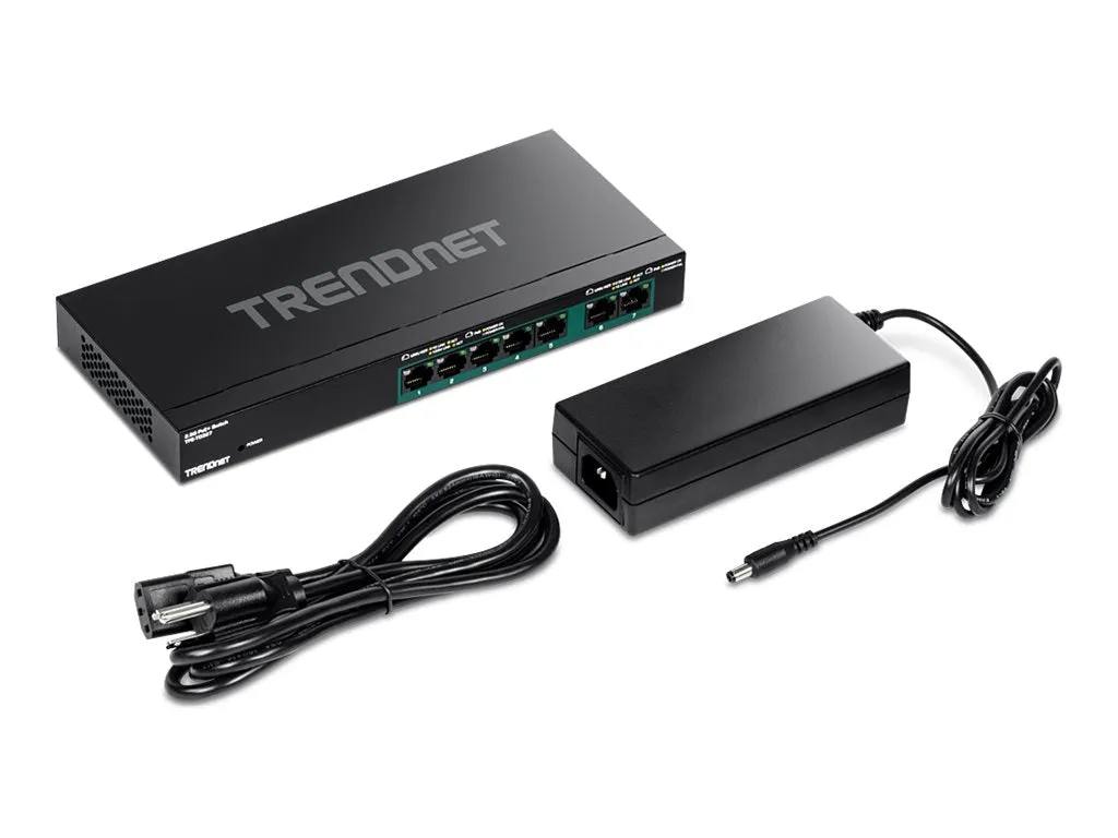 TRENDnet TPE TG327 - Switch - unmanaged - 5 x 10/100/1000 (PoE )   2 x 10/100/1000/2.5G (PoE ) - wall-mountable - PoE  (70 W) TPE-TG327